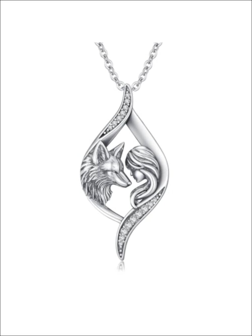 Sterling Silver Fox Pendant Necklace Women Animal Jewelry 18in Chain